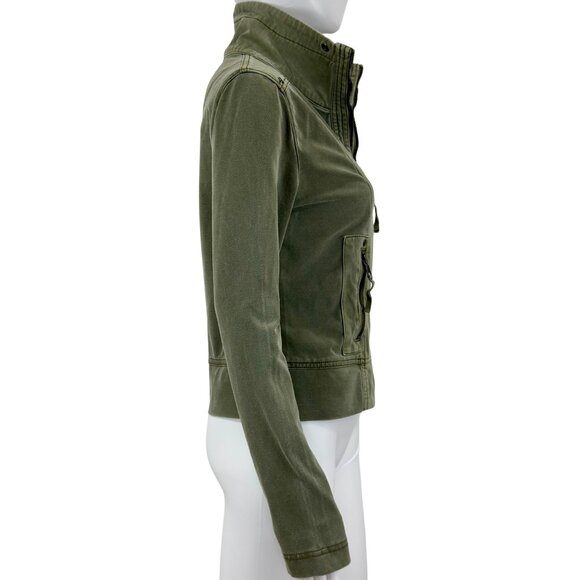 Marrakech Olive Green Moto Utility Jacket — Stretch Cotton — Size Small - Picture 5 of 7